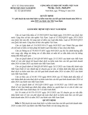 Quyết định vv Phê duyệt dự toán thuê dịch vụ kiểm toán báo cáo kết quả kinh doanh năm 2024 và 2025