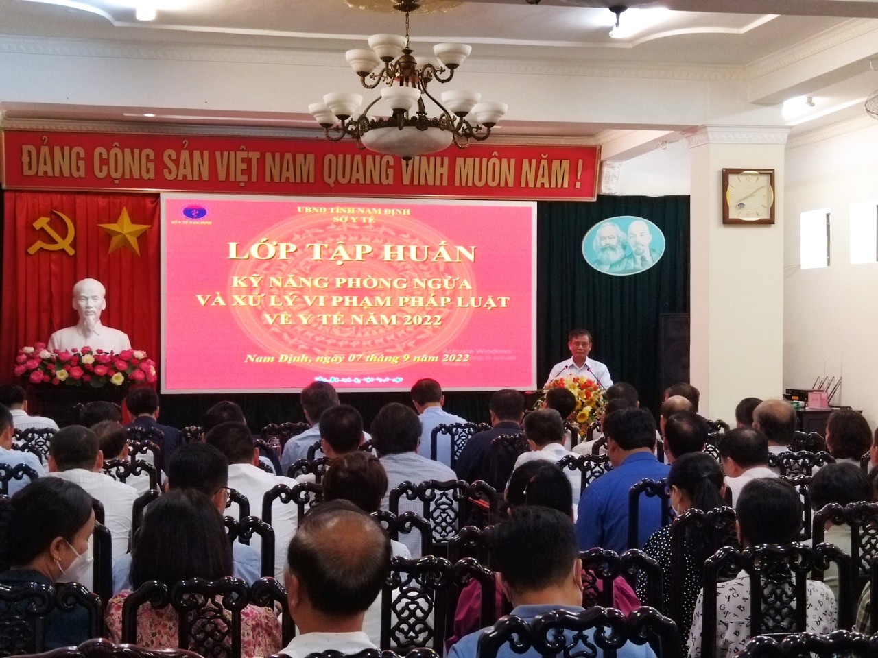 Đại diện Lãnh đạo, Cán bộ Bệnh viện Mắt tỉnh Nam Định tham dự lớp tập huấn “Kỹ năng phòng ngừa và xử lý vi phạm pháp luật về y tế năm 2022