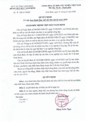 Quyết định vv ban hành Quy chế chi tiêu nội bộ năm 2026