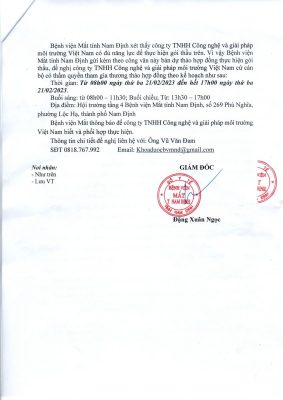 Công văn số 30 – Khoa Dược Kiểm soát nhiễm khuẩn về việc mời thương thảo hợp đồng