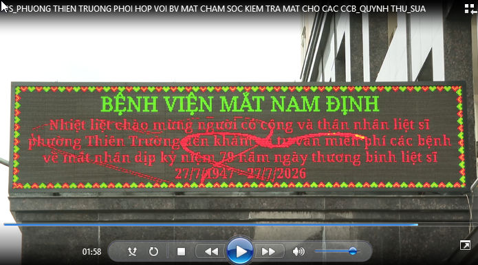 Bệnh viện Mắt Nam Định phối hợp với phường Thiên Trường khám Mắt cho người có công và thân nhân liệt sĩ