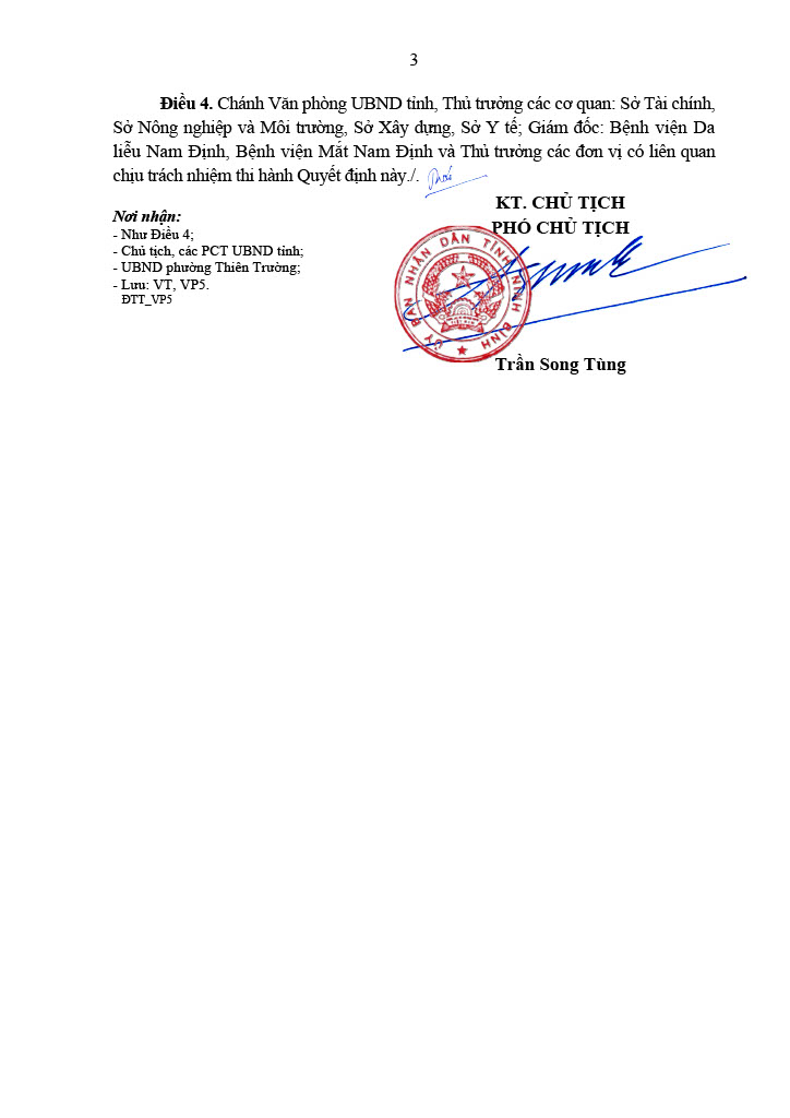 LỄ BÀN GIAO SẢN CÔNG LÀ CƠ SỞ NHÀ, ĐẤT CỦA BỆNH VIỆN DA LIỄU NAM ĐỊNH CHO BỆNH VIỆN MẮT NAM ĐỊNH QUẢN LÝ SỬ DỤNG