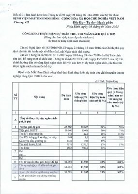 Công khai tình hình thực hiện dự toán thu chi năm 2025 quý 1