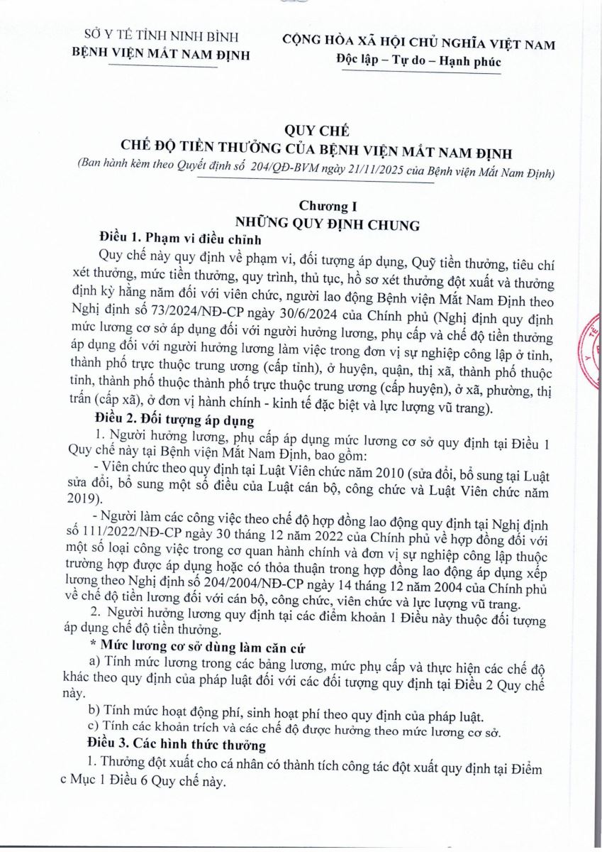 Quyết định Ban hành Quy chế thực hiện chế độ tiền thưởng