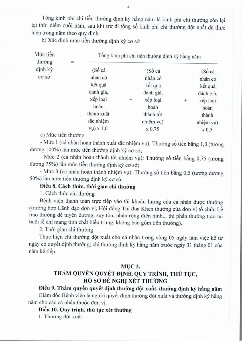 Quyết định Ban hành Quy chế thực hiện chế độ tiền thưởng