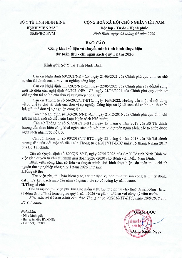 Thông báo công khai tình hình thực hiện dự toán thu, chi ngân sách quý 1 năm 2026
