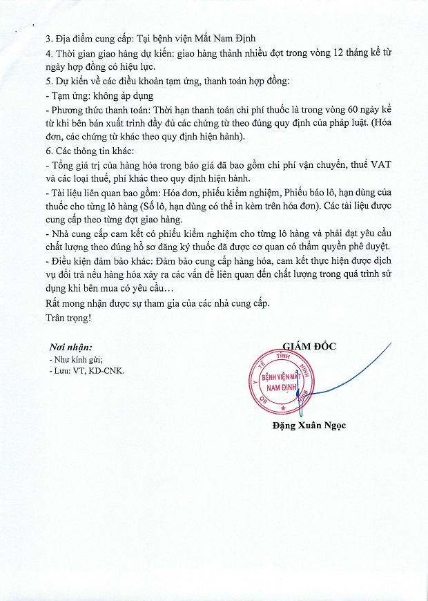 Thông báo đề nghị gửi HS tham dự xét chọn NCC hàng hoá cho hoạt động Nhà thuốc năm 2026 – 2027