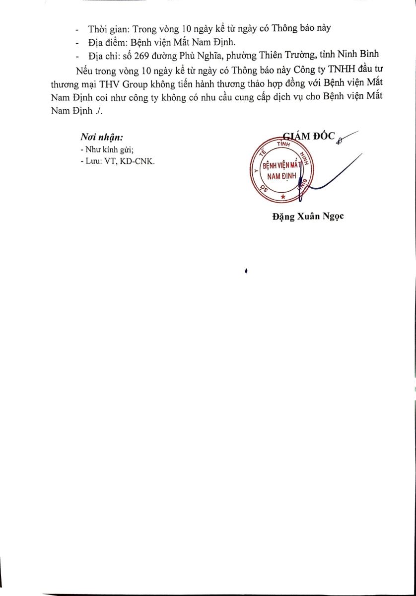 Thông báo V/v mời tham gia thương thảo HĐ gói thầu: DV phi tư vấn bảo trì hệ thống xử lý nước thải y tế năm 2026