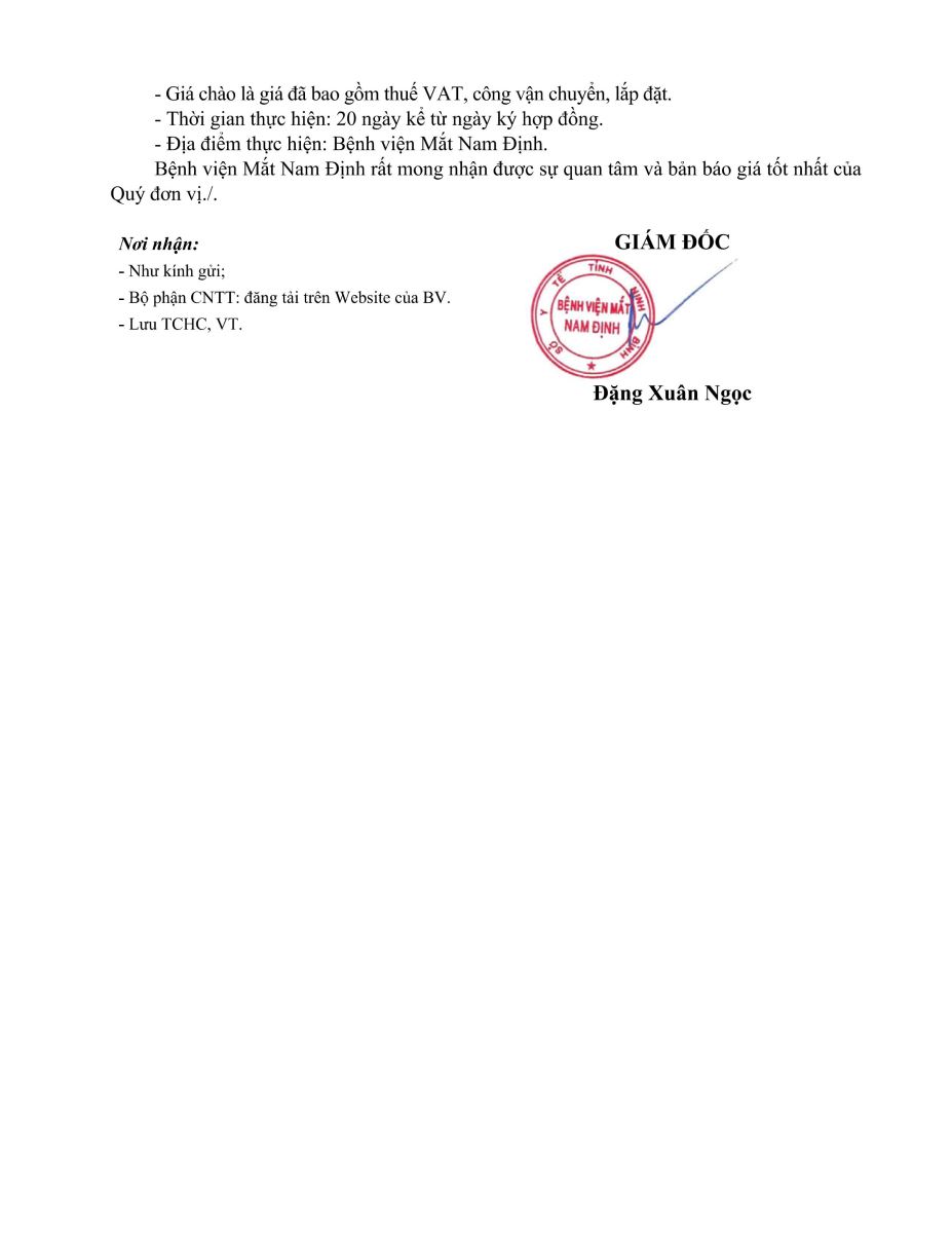 Thư mời báo giá số 11 năm 2026