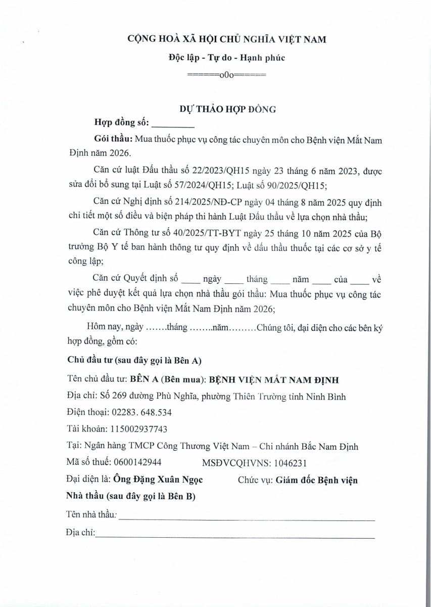 Thư mời cung ứng thuốc số 13 năm 2026